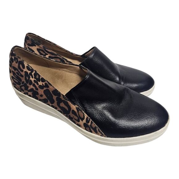 NATURALIZER Sandra Platform Wedge Black Leopard Slip On - Size 8 1/2 - Picture 1 of 7